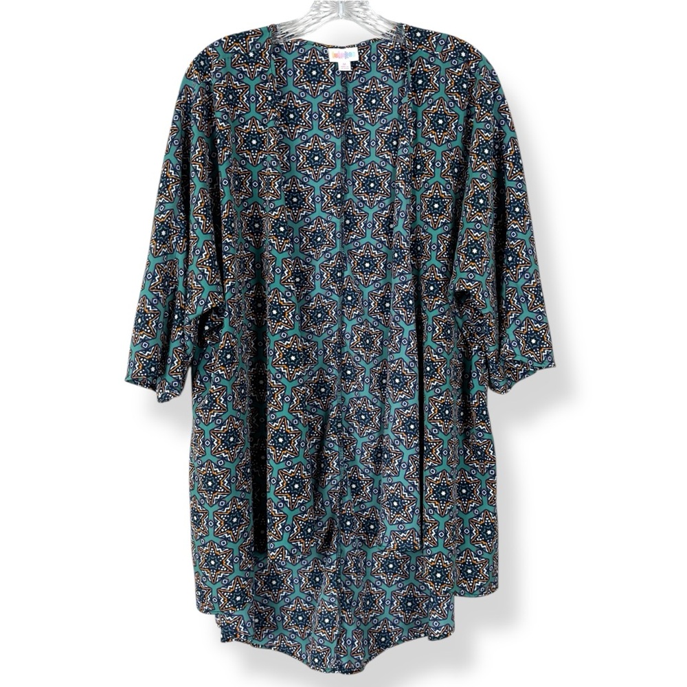 Lularoe‎ Cardigan Womens Size M Teal Geo Print